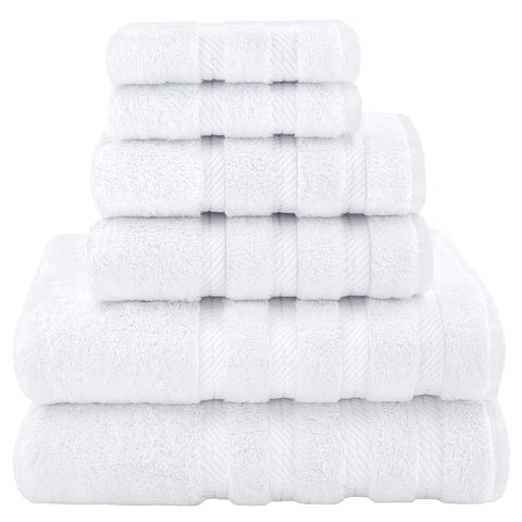 White Luxury 6 Piece Combed Cotton Towel Bale Set Ultra Soft Absorbent Bath Hand Face Towels Towels & Washcloths