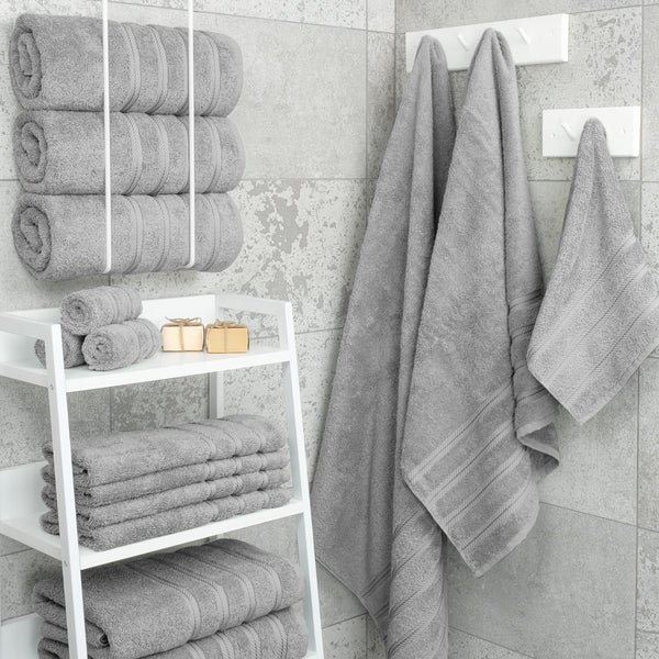 Khaki Luxury 6 Piece Combed Cotton Towel Set Ultra Soft Absorbent Hand Face Towels Towels & Washcloths