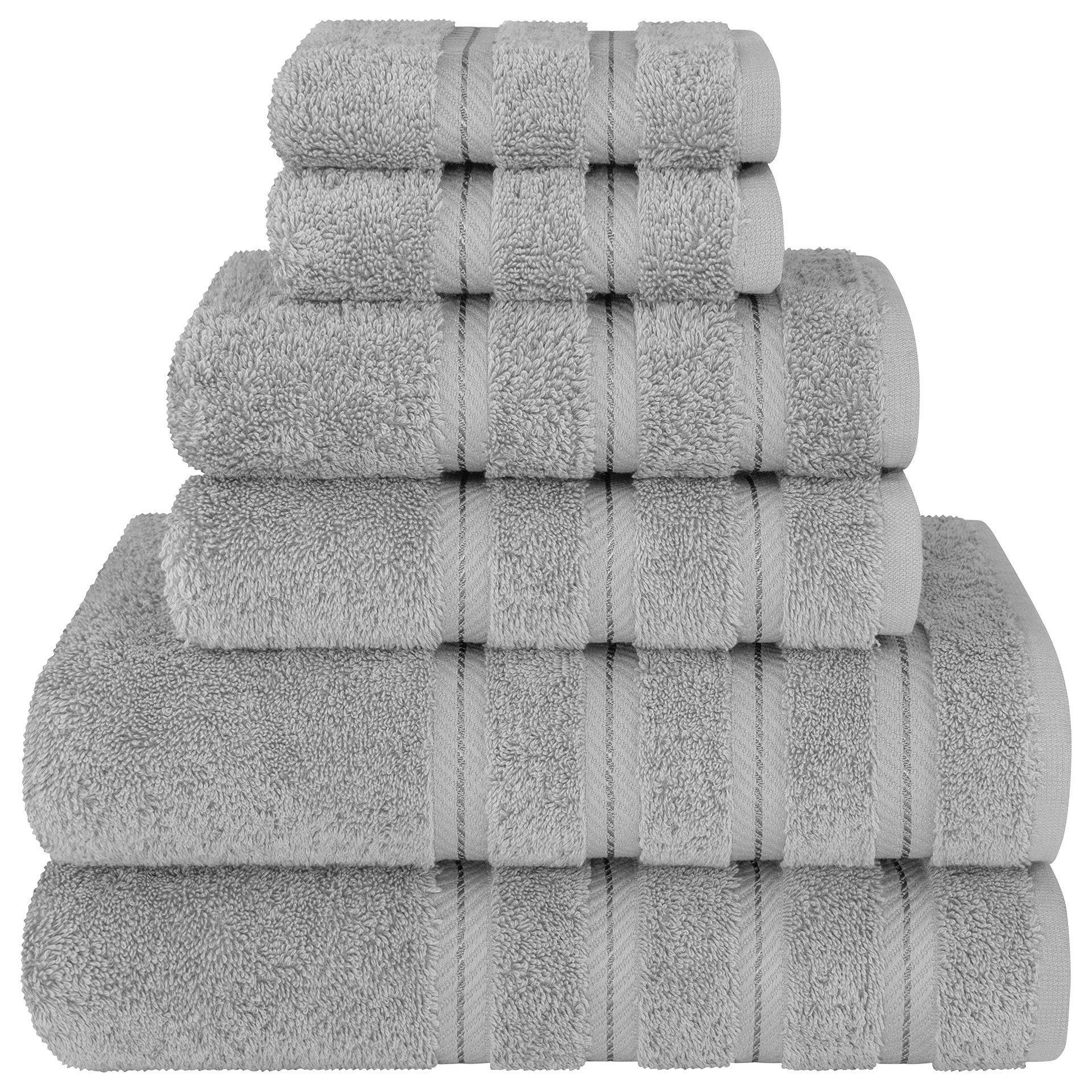 Grey Luxury 6 Piece Combed Cotton Towel Bale Set Ultra Soft & Absorbent Bath Hand Face Towels Towels & Washcloths