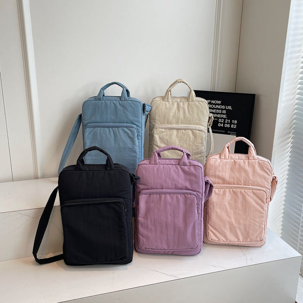 Black Lightweight Nylon Vertical Crossbody Tote Bag Casual Shoulder With Adjustable Strap Pockets Women's Bags & Handbags