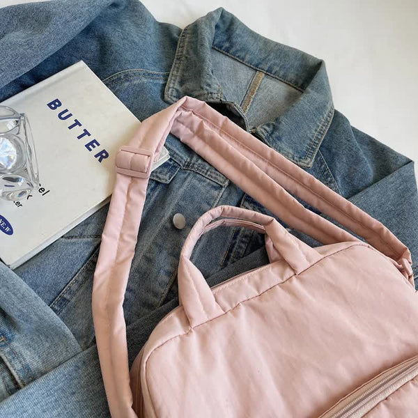 Black Lightweight Nylon Vertical Crossbody Tote Bag Casual Shoulder With Adjustable Strap Pockets Women's Bags & Handbags