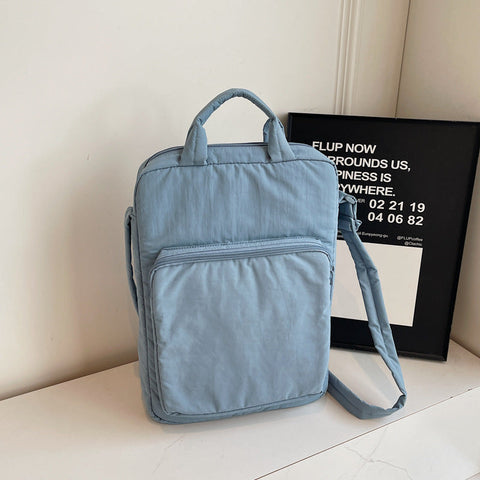 Blue Lightweight Nylon Vertical Crossbody Tote Bag Casual Shoulder With Adjustable Strap & Pockets Women's Bags & Handbags