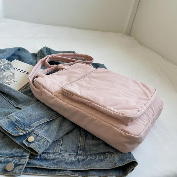 Blue Lightweight Nylon Vertical Crossbody Tote Bag Casual Shoulder With Adjustable Strap & Pockets Women's Bags & Handbags