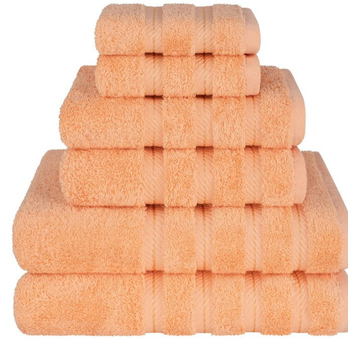 Orange Luxury 6 Piece Combed Cotton Towel Bale Set Ultra Soft & Absorbent Bath Hand Face Towels Towels & Washcloths
