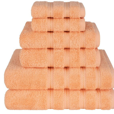 Orange Luxury 6 Piece Combed Cotton Towel Bale Set Ultra Soft & Absorbent Bath Hand Face Towels Towels & Washcloths