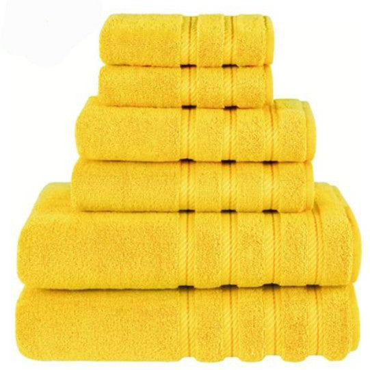 Yellow Luxury 6 Piece Combed Cotton Towel Bale Set Ultra Soft Absorbent Bath Hand Face Towels Towels & Washcloths