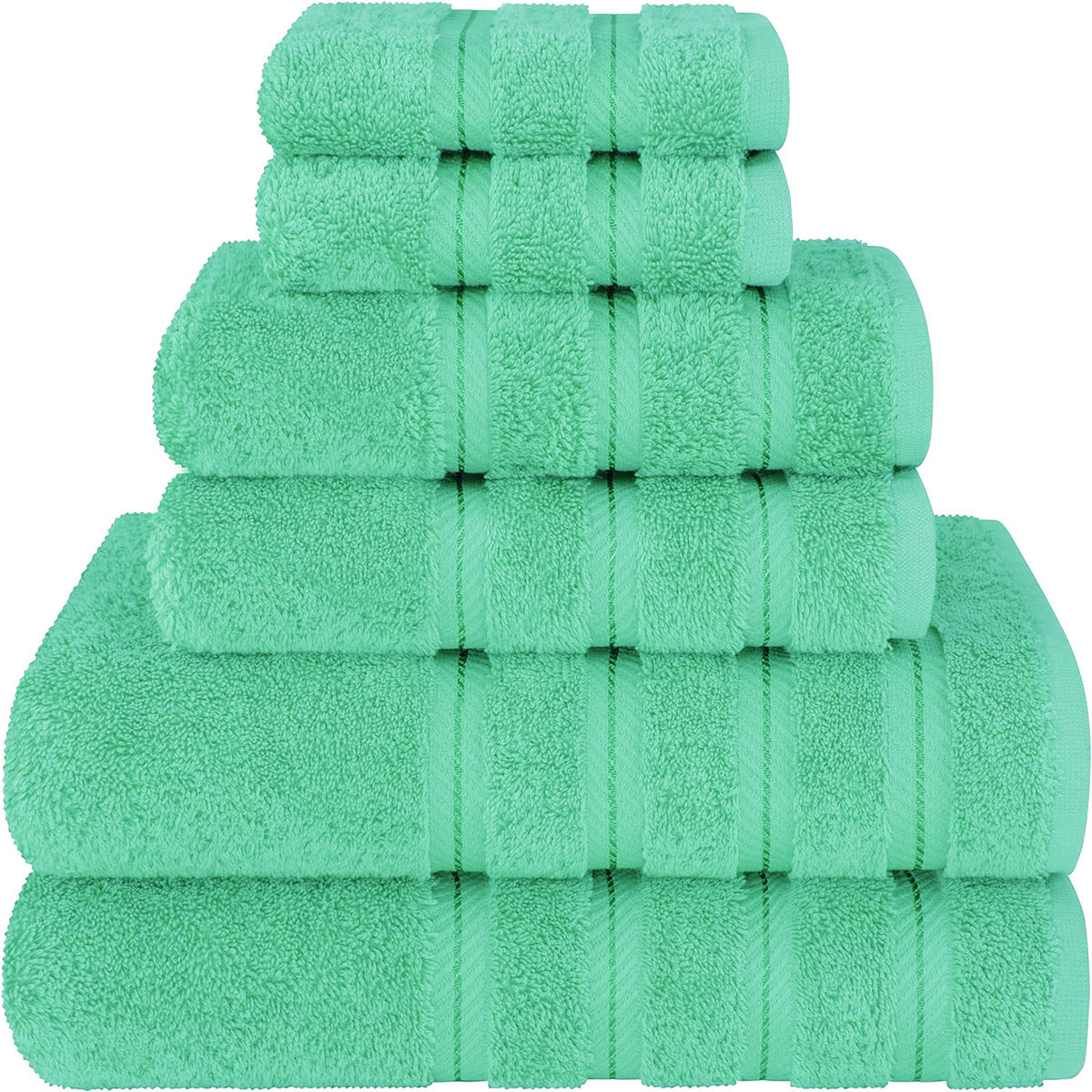 Green Luxury 6 Piece Combed Cotton Towel Bale Set Ultra Soft & Absorbent Bath Hand Face Towels Towels & Washcloths
