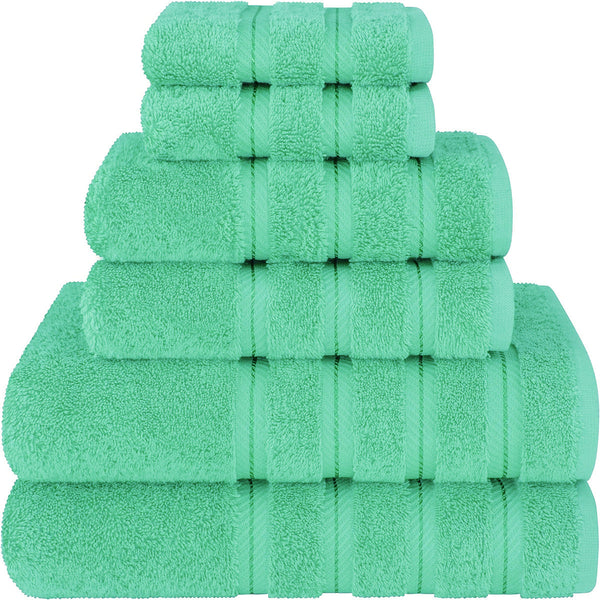 Green Luxury 6 Piece Combed Cotton Towel Bale Set Ultra Soft & Absorbent Bath Hand Face Towels Towels & Washcloths