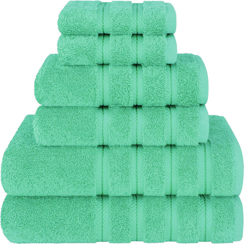 Green Luxury 6 Piece Combed Cotton Towel Bale Set Ultra Soft & Absorbent Bath Hand Face Towels Towels & Washcloths