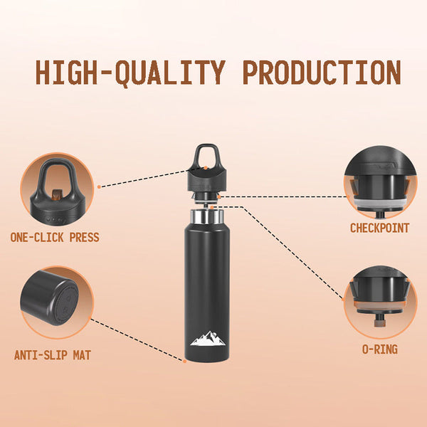 Pink 480Ml Insulated Stainless Steel Water Bottle Leakproof One Click Lid Thermal Flask For Hot & Cold Drinks Water Bottles & Vacuum Flasks