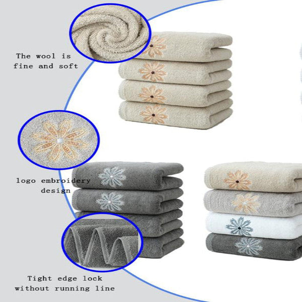 White 4 Pack Elegant Green Floral Embroidered Cotton Hand Towels Ultra Soft Absorbent Towels & Washcloths