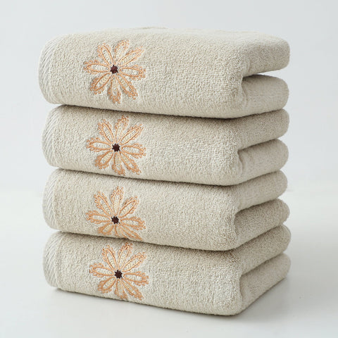 Beige 4 Pack Elegant Orange Floral Embroidered Cotton Hand Towels Ultra Soft & Absorbent Towels & Washcloths