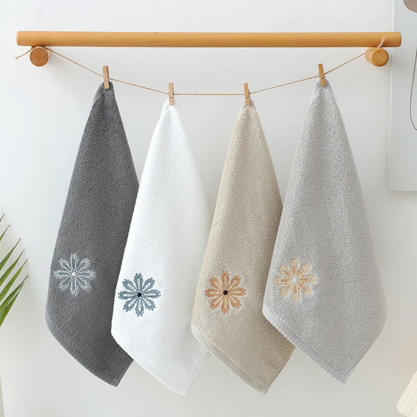 Color Mixing 4 Pack Elegant Floral Embroidered Cotton Hand Towels Ultra Soft & Absorbent Towels & Washcloths