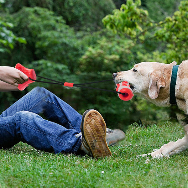 Red Interactive Dog Suction Cup Tug Toy Durable Tpr Chew & Treat Dispenser For Teeth Cleaning Solo Play Dog Toys