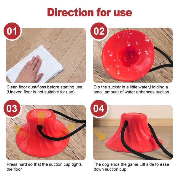 Red Interactive Dog Suction Cup Tug Toy Durable Tpr Chew & Treat Dispenser For Teeth Cleaning Solo Play Dog Toys