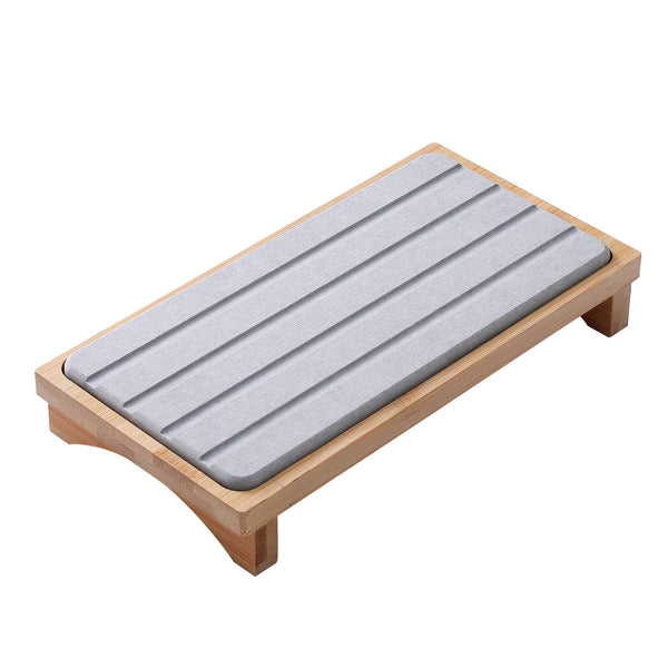 Light Grey Natural Diatomaceous Earth Absorbent Drying Tray With Bamboo Base Quick Stone Mat For Kitchen & Bathroom Sink Other Bathroom Accessories