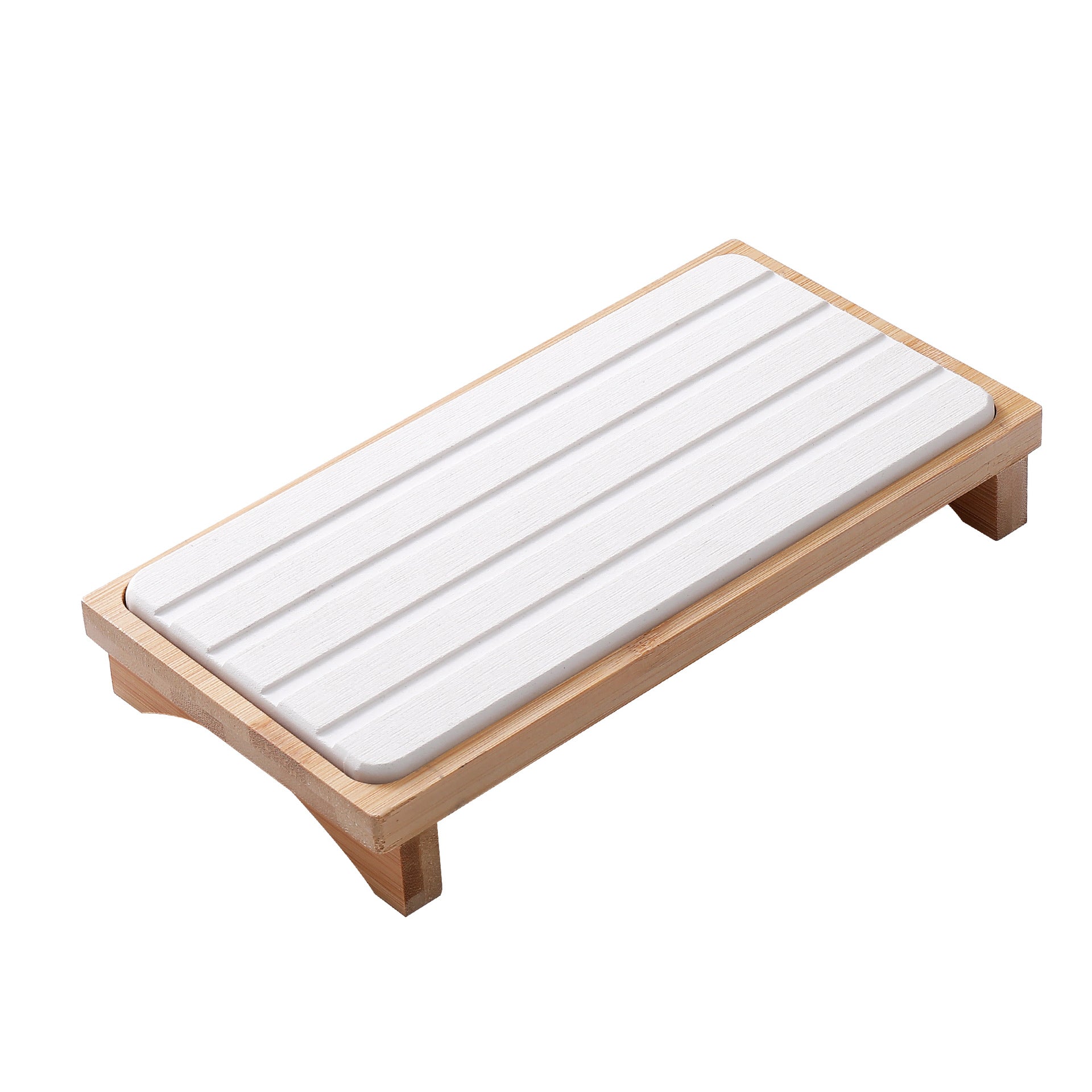 White Natural Diatomaceous Earth Absorbent Drying Tray With Bamboo Base Quick Stone Mat Other Bathroom Accessories