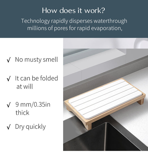 White Natural Diatomaceous Earth Absorbent Drying Tray With Bamboo Base Quick Stone Mat Other Bathroom Accessories