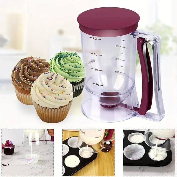 Purple Precision Batter Dispenser With Measurement Marks 900Ml Easy Pour For Pancakes Cupcakes Waffles Other Kitchen Gadgets