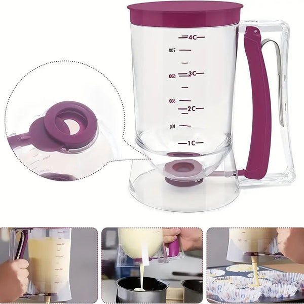 Red Precision Batter Dispenser With Measurement Marks 900Ml Easy Pour For Pancakes Cupcakes & Waffles Other Kitchen Gadgets
