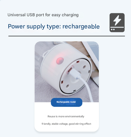 White Electric Self Stirring Mug 300Ml Usb Rechargeable Glass Shaker Bottle Other Kitchen Gadgets