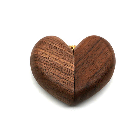 Brown Elegant Walnut Wood Heart Ring Box Magnetic Closure For Proposal Engagement & Wedding Jewelry Jewellery Boxes