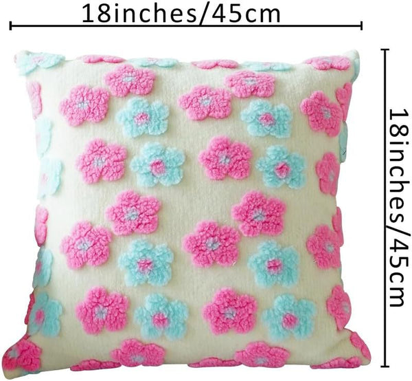 Red And Brown Charming 3D Floral Plush Cushion Covers Set Of 4 45X45cm Soft Faux Lambswool Pillowcases For Sofa & Bed Decor Pillow Cases