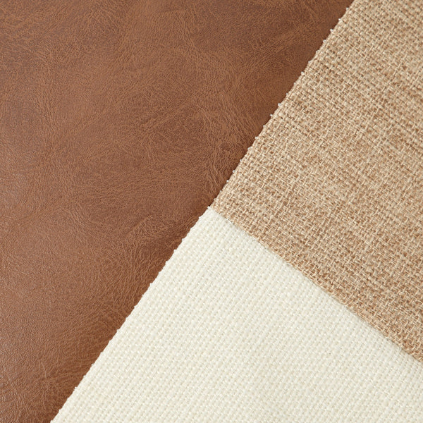 Khaki And Gray Modern Geometric Faux Leather & Cotton Linen Cushion Covers Set Of 2 45X45cm Decorative Pillowcases For Sofa Car Pillow Cases