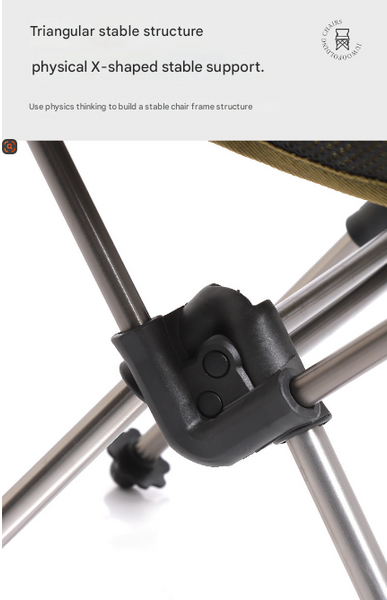 Khaki Lightweight Portable Folding Camping Chair High Back Aluminum Alloy Moon With Oxford Fabric Side Pocket & Carry Bag For Outdoor Beach Fishing Ca