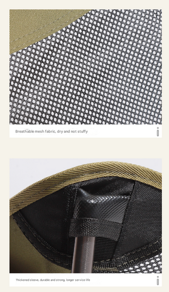 Khaki Lightweight Portable Folding Camping Chair High Back Aluminum Alloy Moon With Oxford Fabric Side Pocket & Carry Bag For Outdoor Beach Fishing Ca