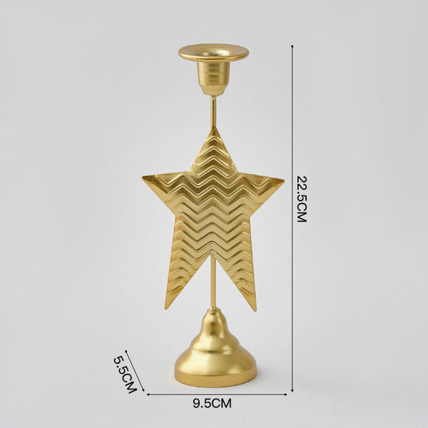 Gold Elegant Star Metal Candlestick Holder Decorative Taper Stand For Home Tabletop & Special Occasions Candle Holders & Accessories