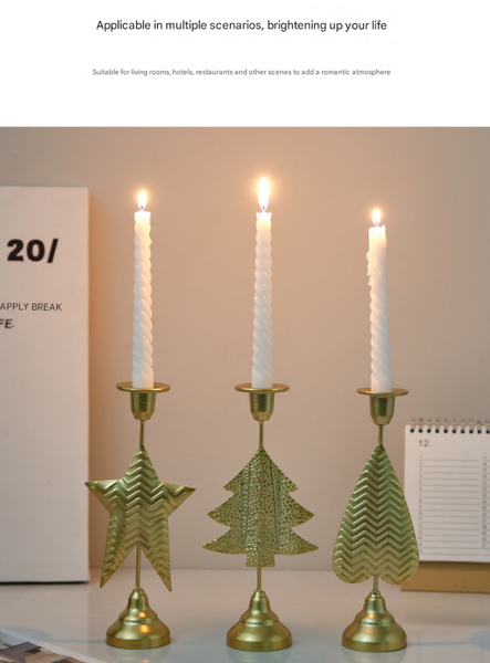 Gold Elegant Star Metal Candlestick Holder Decorative Taper Stand For Home Tabletop & Special Occasions Candle Holders & Accessories