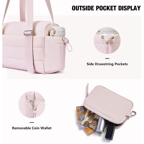 Pink Chic Women's Mini Gym Duffel Bag Lightweight Nylon Shoulder Tote With Wet Pocket Multiple Compartments & Removable Pouch Women's Bags & Handbags