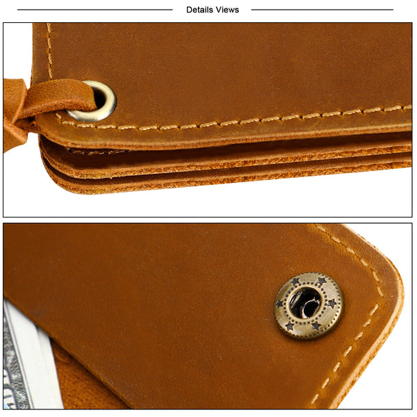 Green Handmade Crazy Horse Leather Wallet Compact Card Holder & Zippered Coin Purse With Snap Closure Wallets
