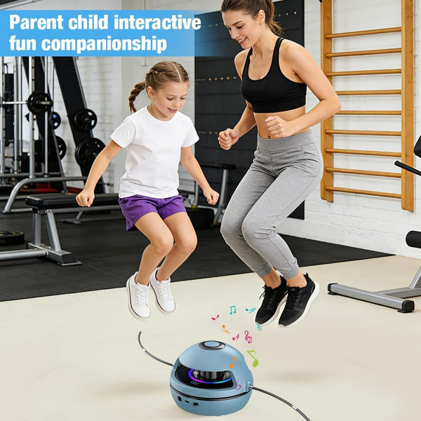 Blue Smart Electric Jump Rope Machine With Bluetooth Music Remote Control & Led Lights Skip Jump Ropes