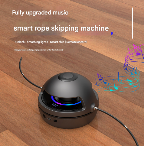 White Smart Electric Jump Rope Machine With Bluetooth Music Remote Control & Led Lights Skip Jump Ropes
