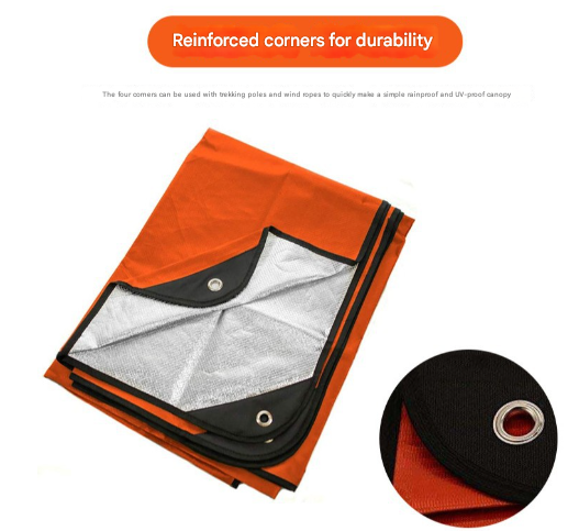 Heavy Duty Pe Emergency Survival Blanket Waterproof Thermal Reflective Tarp (Orange/Silver) Blankets