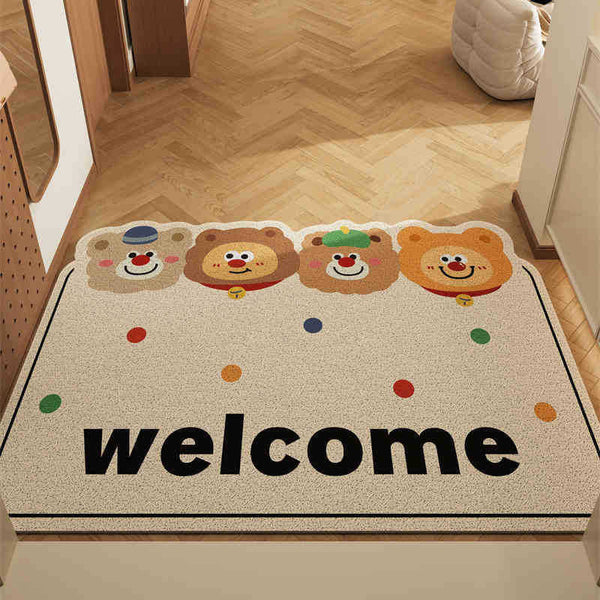 Healing Bear Set Of 2 Cartoon Pvc Coil Entrance Mats Non Slip Dirt Trapping Door 50X80cm Door Mats & Floor Mats
