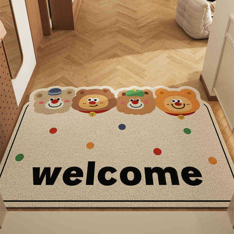 Healing Bear Set Of 2 Cartoon Pvc Coil Entrance Mats Non Slip Dirt Trapping Door 50X80cm Door Mats & Floor Mats
