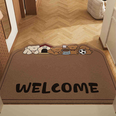 Dog Dark Curry Set Of 2 Cartoon Pvc Coil Entrance Mats Non Slip Dirt Trapping Door (50X80cm) Door Mats & Floor Mats