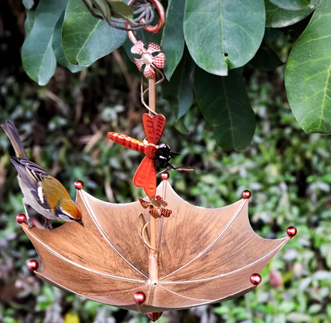 Dragonflies Charming Hanging Umbrella Bird Feeder Decorative Outdoor Garden Accent Feeders