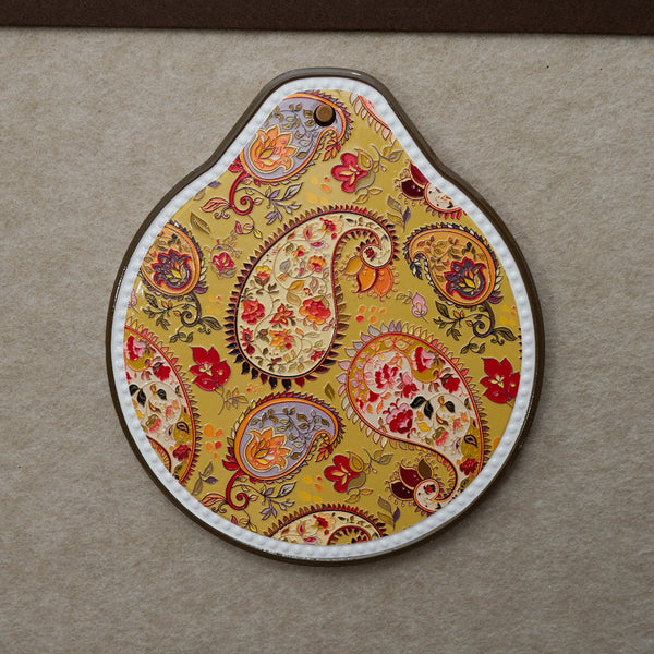 Yellow Set Of 4 Embossed Ceramic Paddle Mats Assorted Bohemian Pattern Heat Resistant Pads Oven Mitts & Potholders