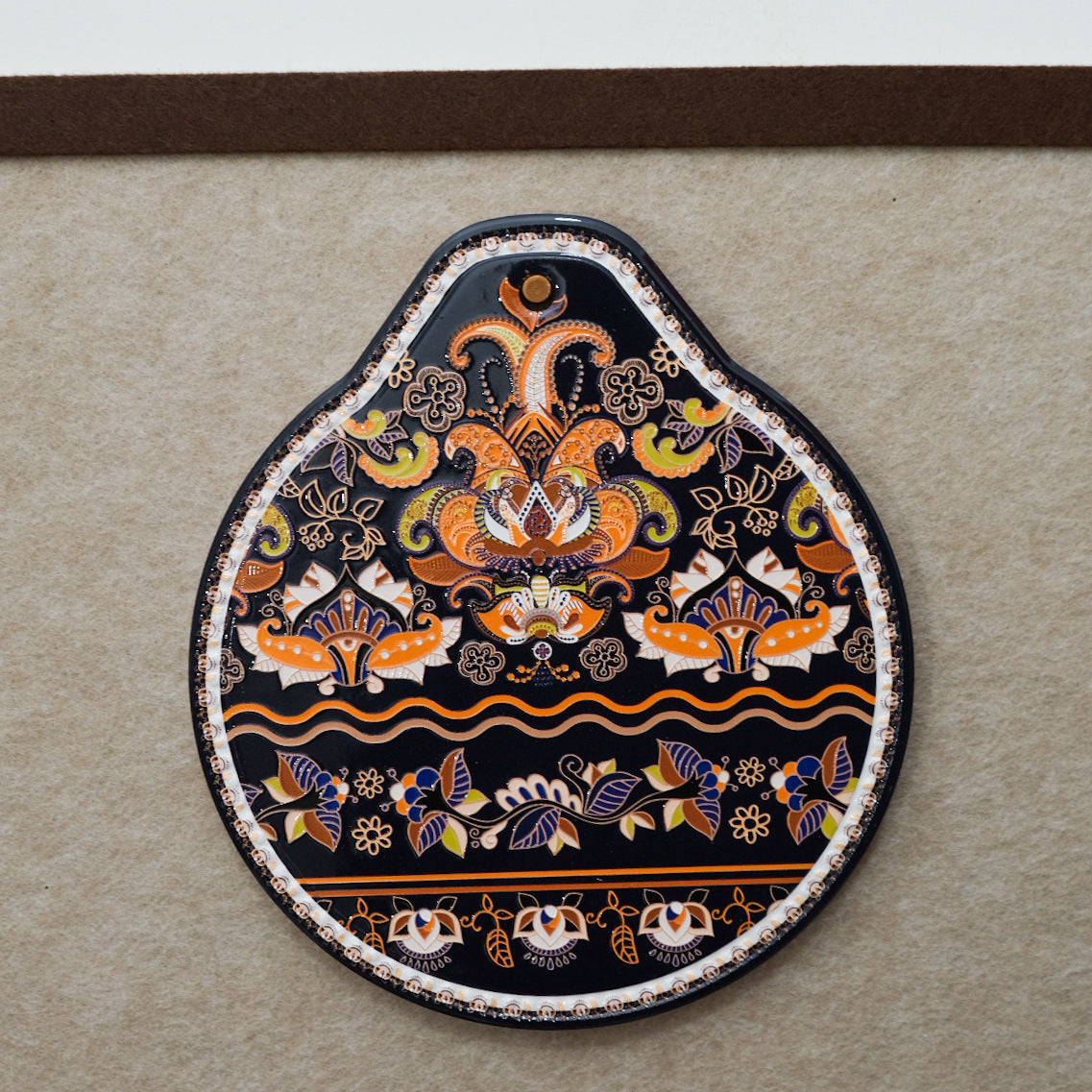 Orange Black Set Of 4 Embossed Ceramic Paddle Mats Assorted Bohemian Pattern Heat Resistant Pads Oven Mitts & Potholders