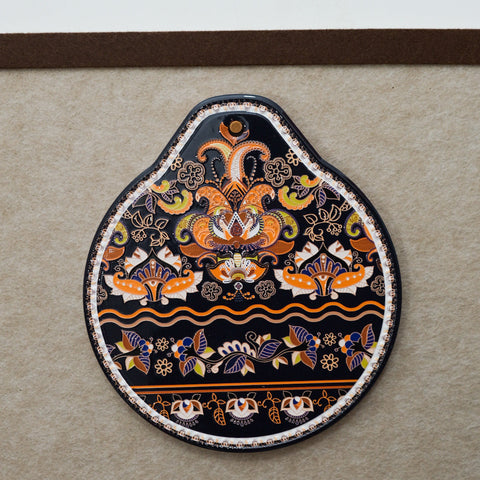 Orange Black Set Of 4 Embossed Ceramic Paddle Mats Assorted Bohemian Pattern Heat Resistant Pads Oven Mitts & Potholders
