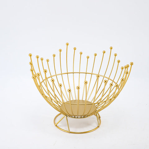Pedestal Base Gold Modern Metal Wire Fruit Basket Bowl Countertop Storage For & Snacks Bowls
