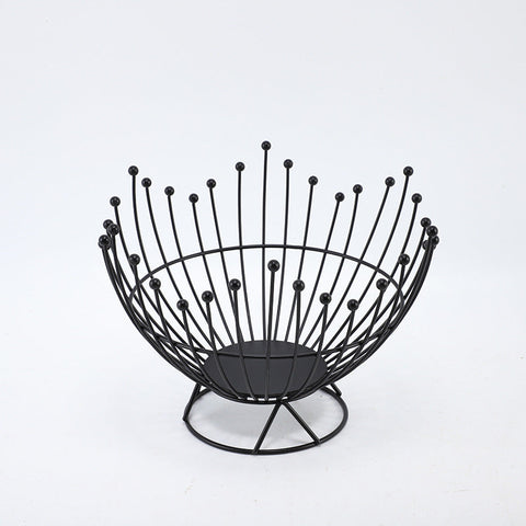 Pedestal Base Black Modern Metal Wire Fruit Basket Bowl Countertop Storage For & Snacks Bowls