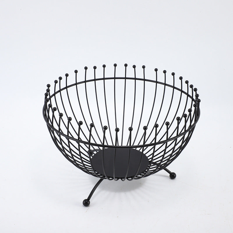 Small Feet Black Modern Metal Wire Fruit Basket Bowl Countertop Storage Snacks Bowls