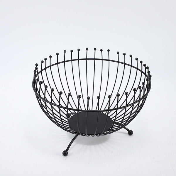 Small Feet Black Modern Metal Wire Fruit Basket Bowl Countertop Storage Snacks Bowls