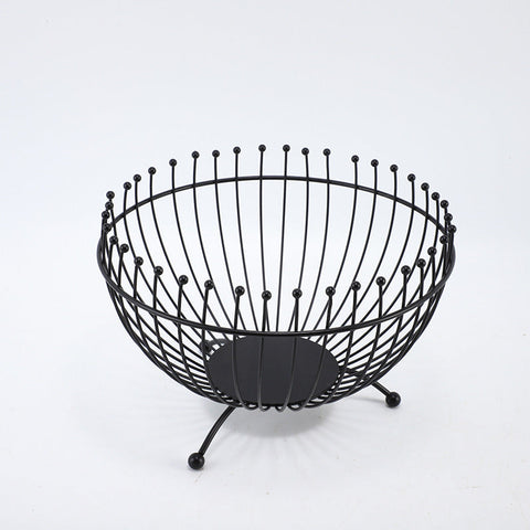 Small Feet Black Modern Metal Wire Fruit Basket Bowl Countertop Storage Snacks Bowls