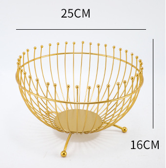 Small Feet Gold Modern Metal Wire Fruit Basket Bowl Countertop Storage Snacks Bowls